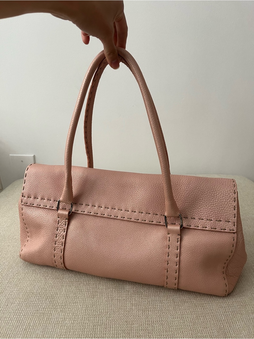 Fendi Selleria Blush Pink Leather Top Handle Satchel - Picture 2 of 16